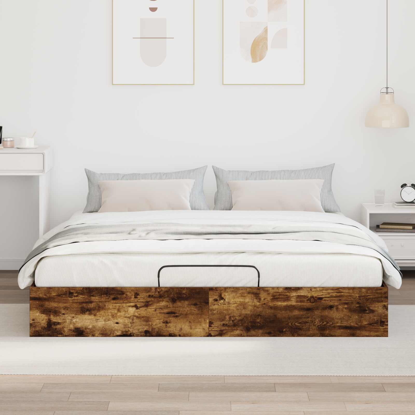 Ottoman Bed Frame Smoked Oak 203 x 180 x 25 cm Chipboard