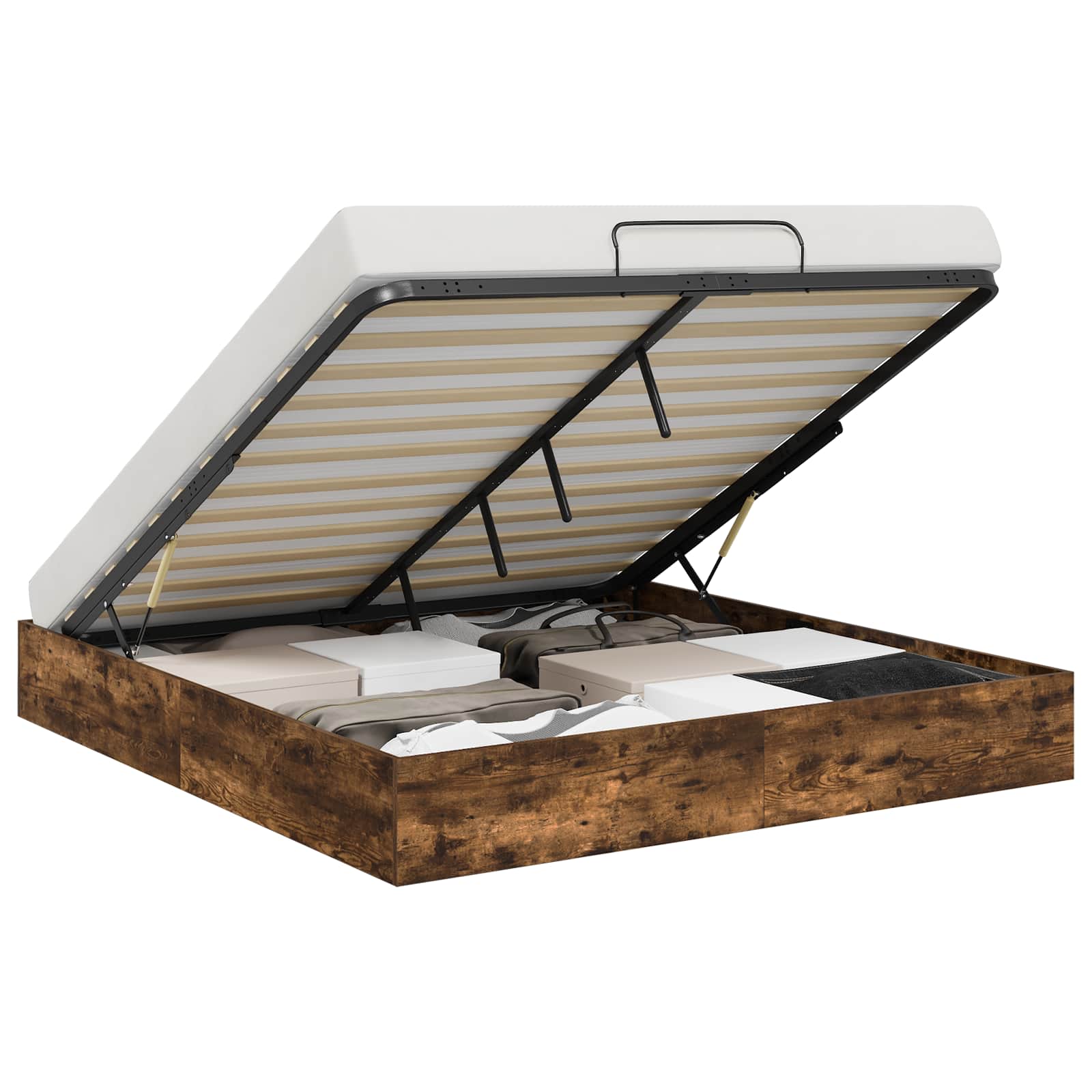 Ottoman Bed Frame Smoked Oak 203 x 180 x 25 cm Chipboard