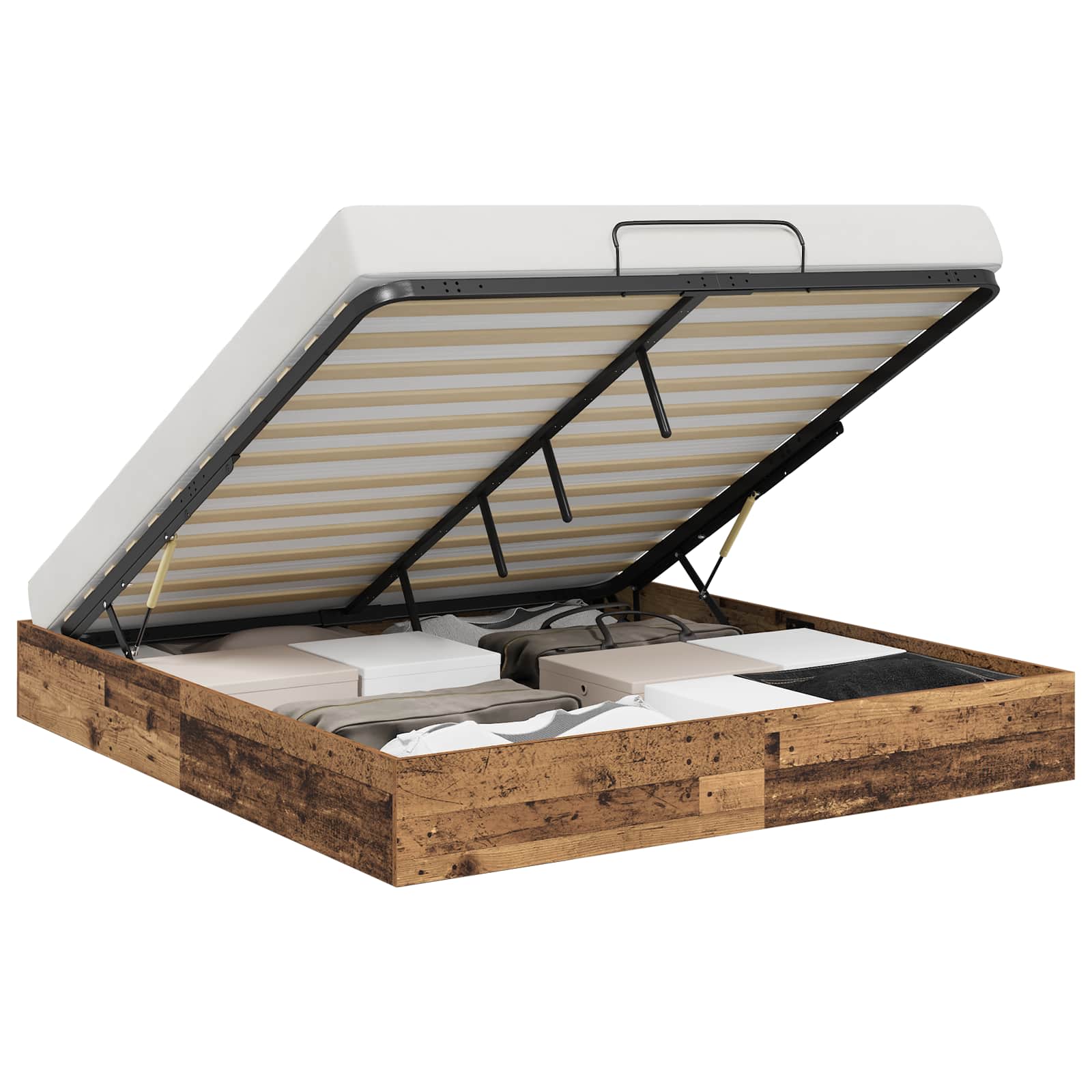 Ottoman Bed Frame Old Wood 203 x 180 x 25 cm Chipboard