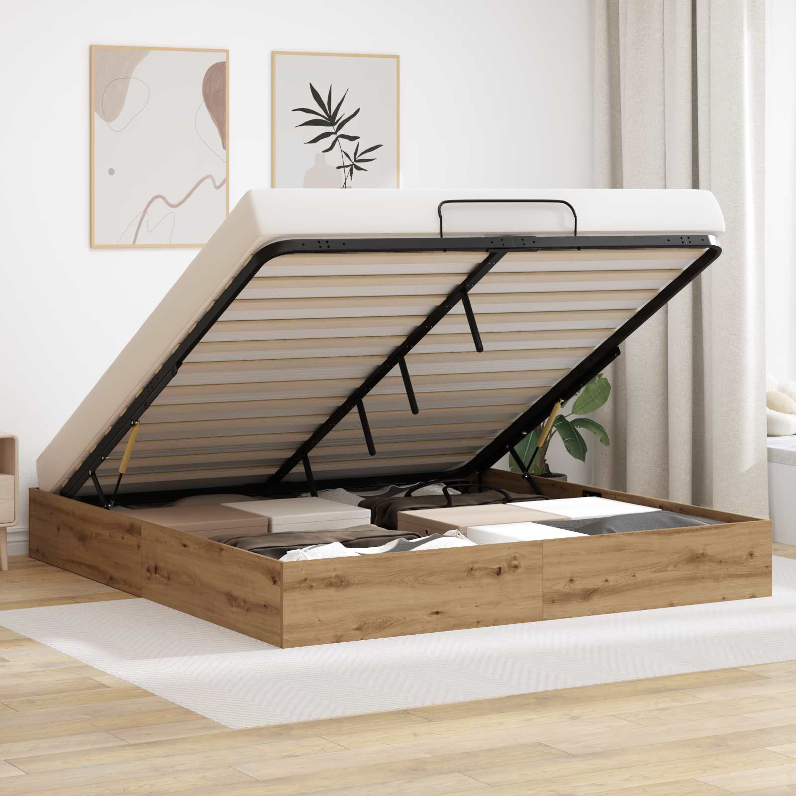 Ottoman Bed Frame Artisian Oak 203 x 180 x 25 cm Chipboard