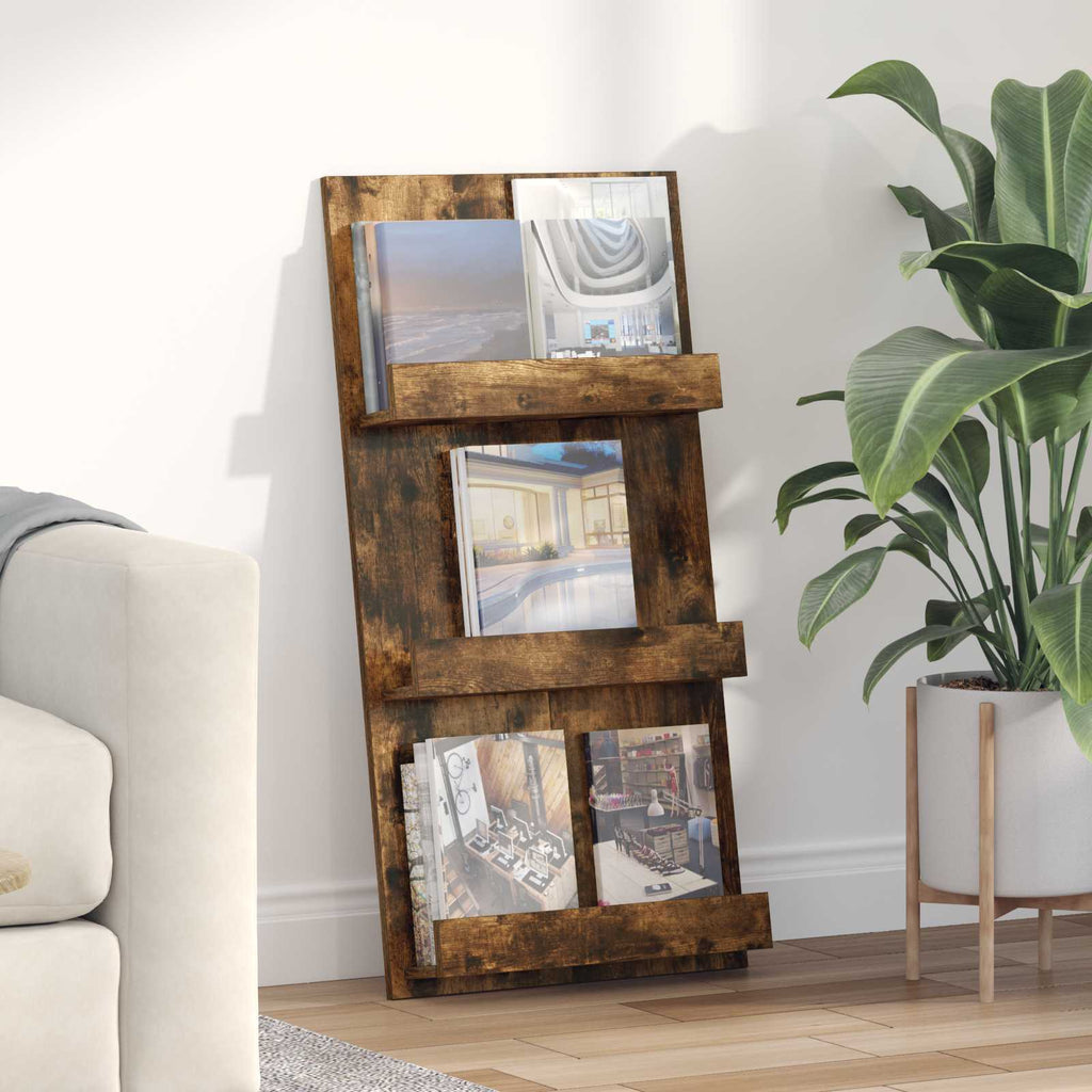 Magazine Rack Smoked Oak 51 x 11 x 102 cm Engineered Wood