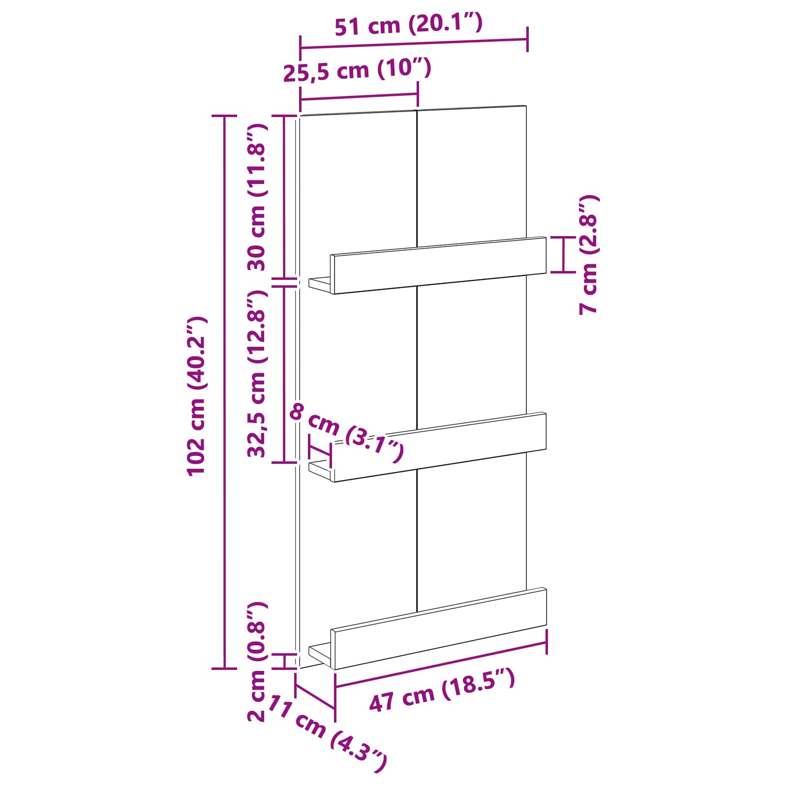 Magazine Rack Smoked Oak 51 x 11 x 102 cm Engineered Wood