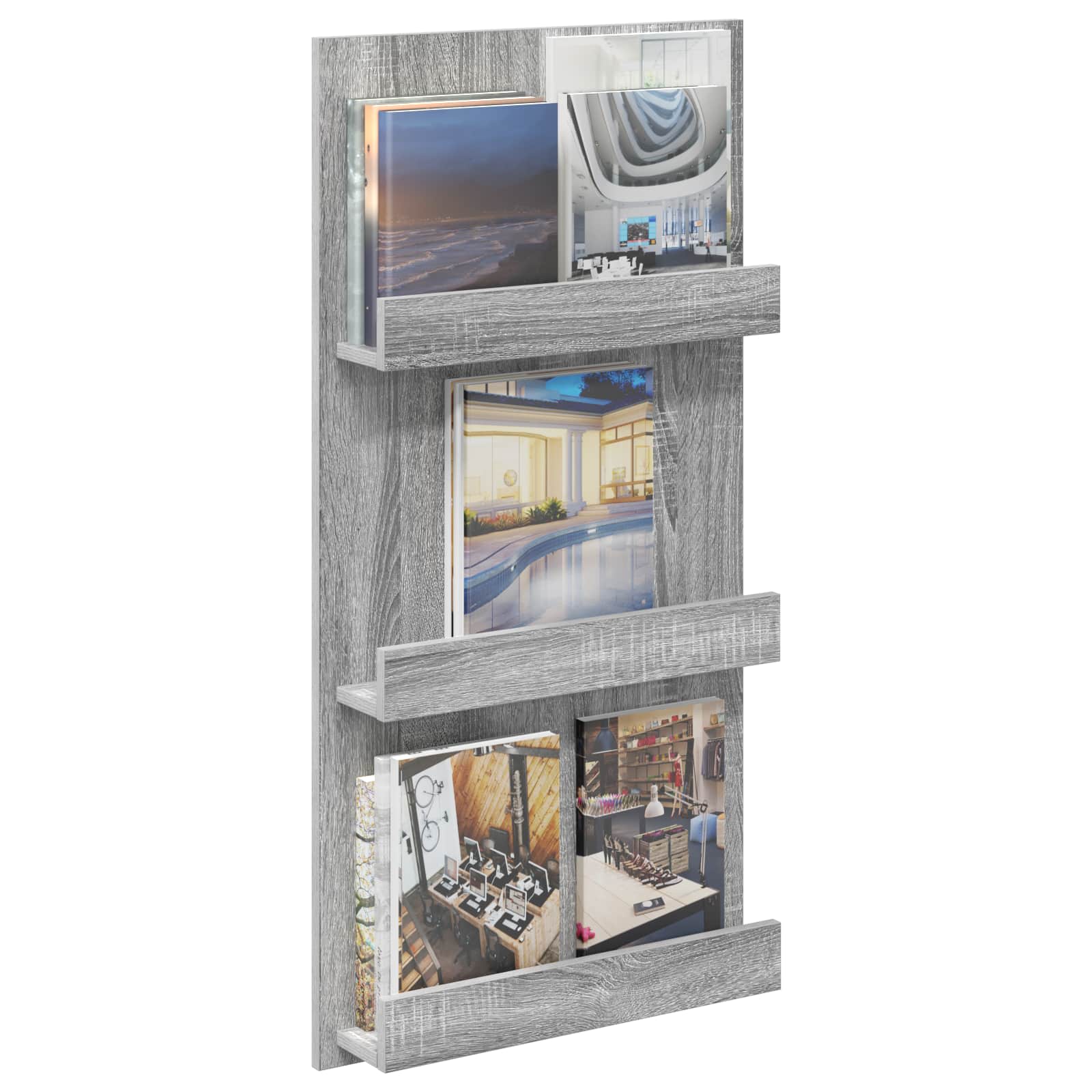 Magazine Rack Grey Sonoma 51 x 11 x 102 cm Engineered Wood