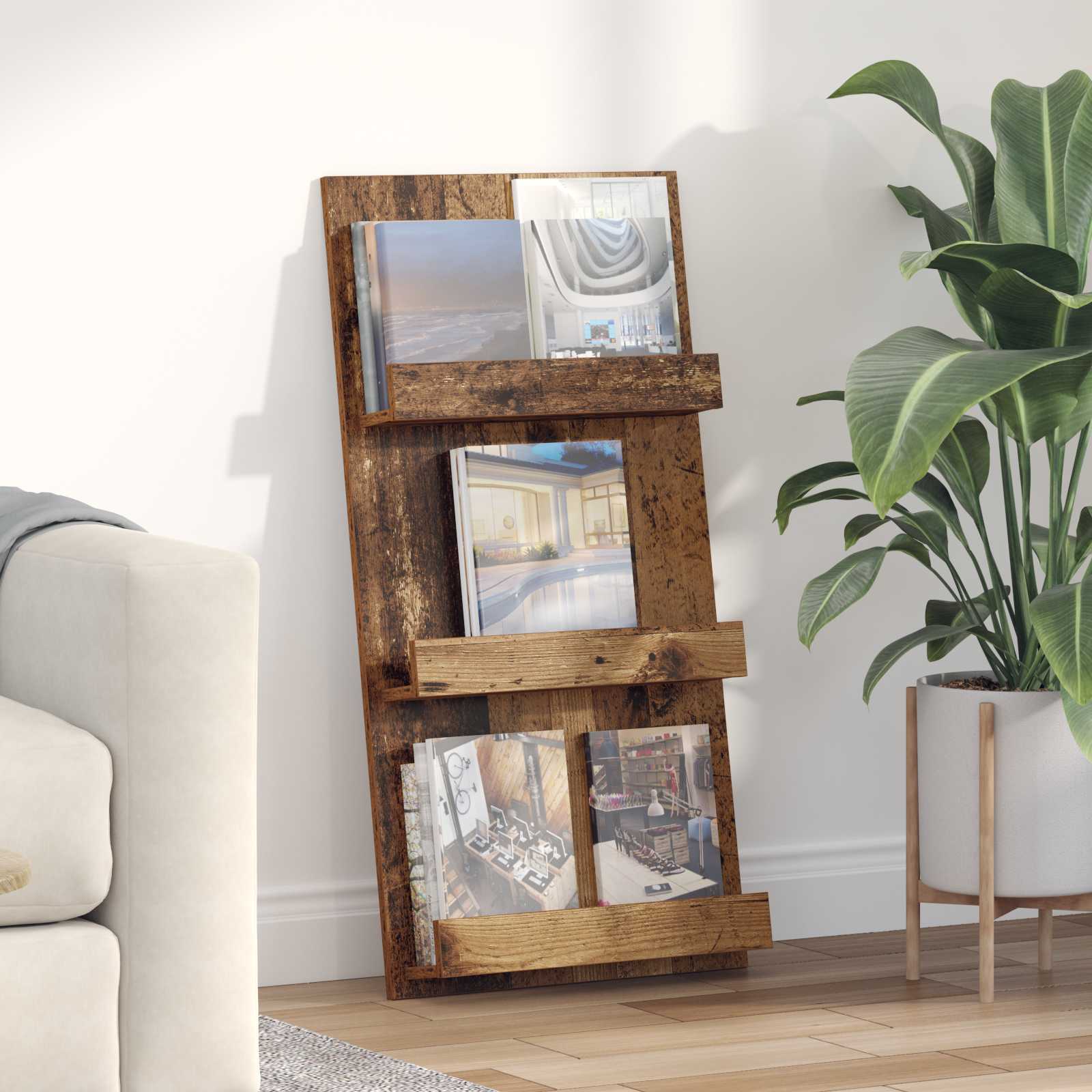 Magazine Rack Old Wood 51 x 11 x 102 cm Engineered Wood