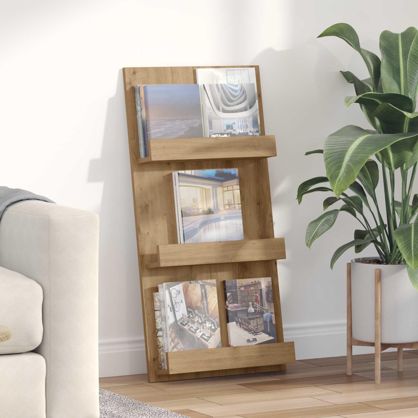 Magazine Rack Artisan Oak 51 x 11 x 102 cm Engineered Wood