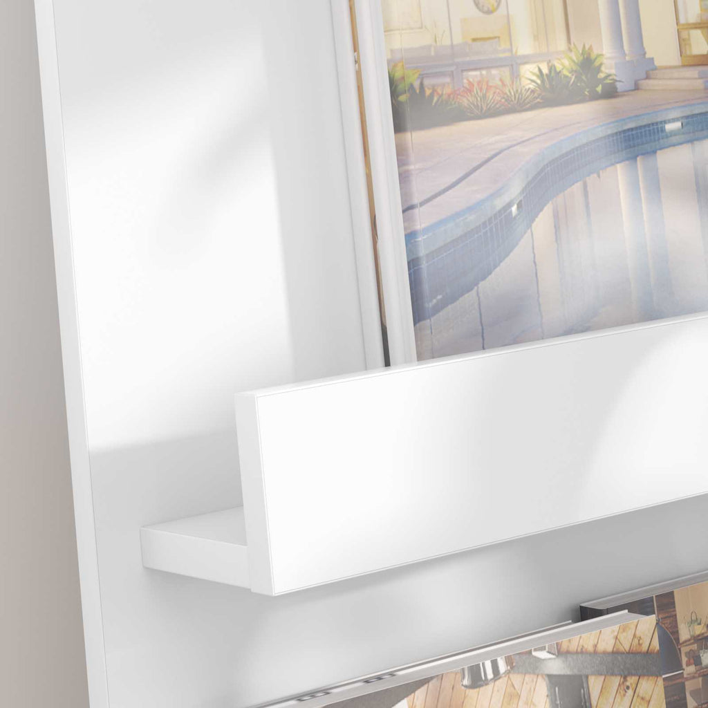 Magazine Rack with Shelf White 43 x 11 x 102 cm Engineered Wood