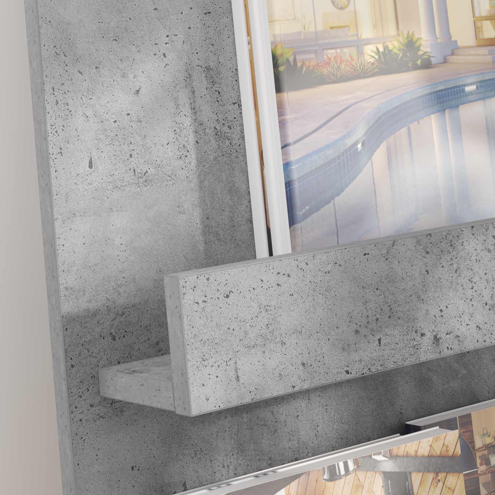 Magazine Rack Concrete Grey 43 x 11 x 102 cm Engineered Wood