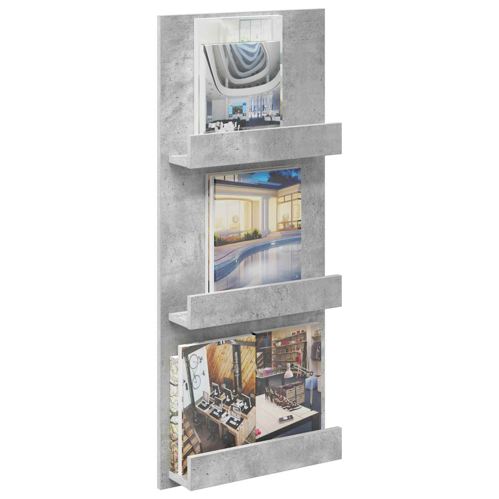 Magazine Rack Concrete Grey 43 x 11 x 102 cm Engineered Wood
