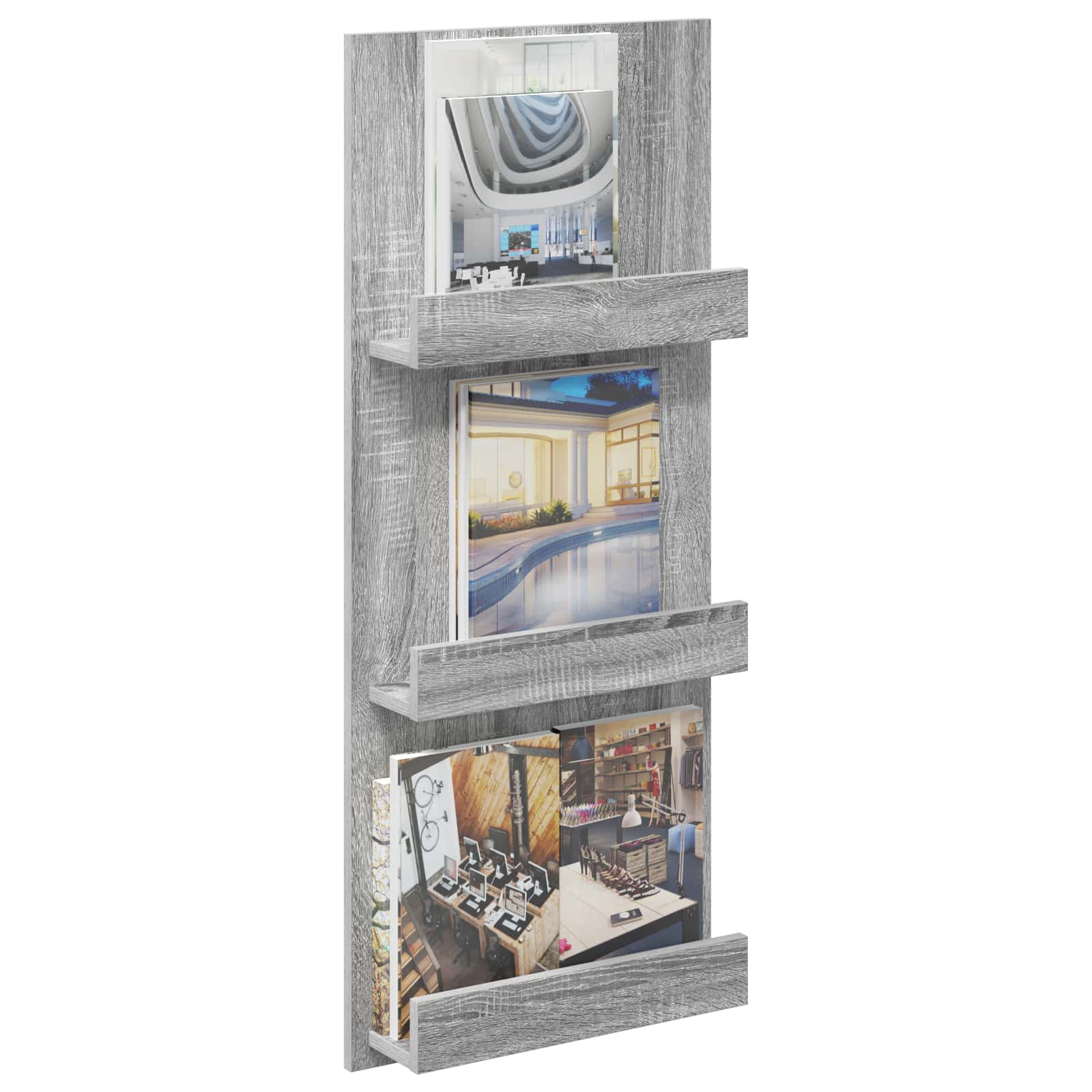 Magazine Rack Grey Sonoma 43 x 11 x 102 cm Engineered Wood