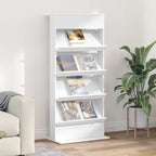 Magazine Rack with Shelf White 70 x 41 x 156 cm Engineered Wood