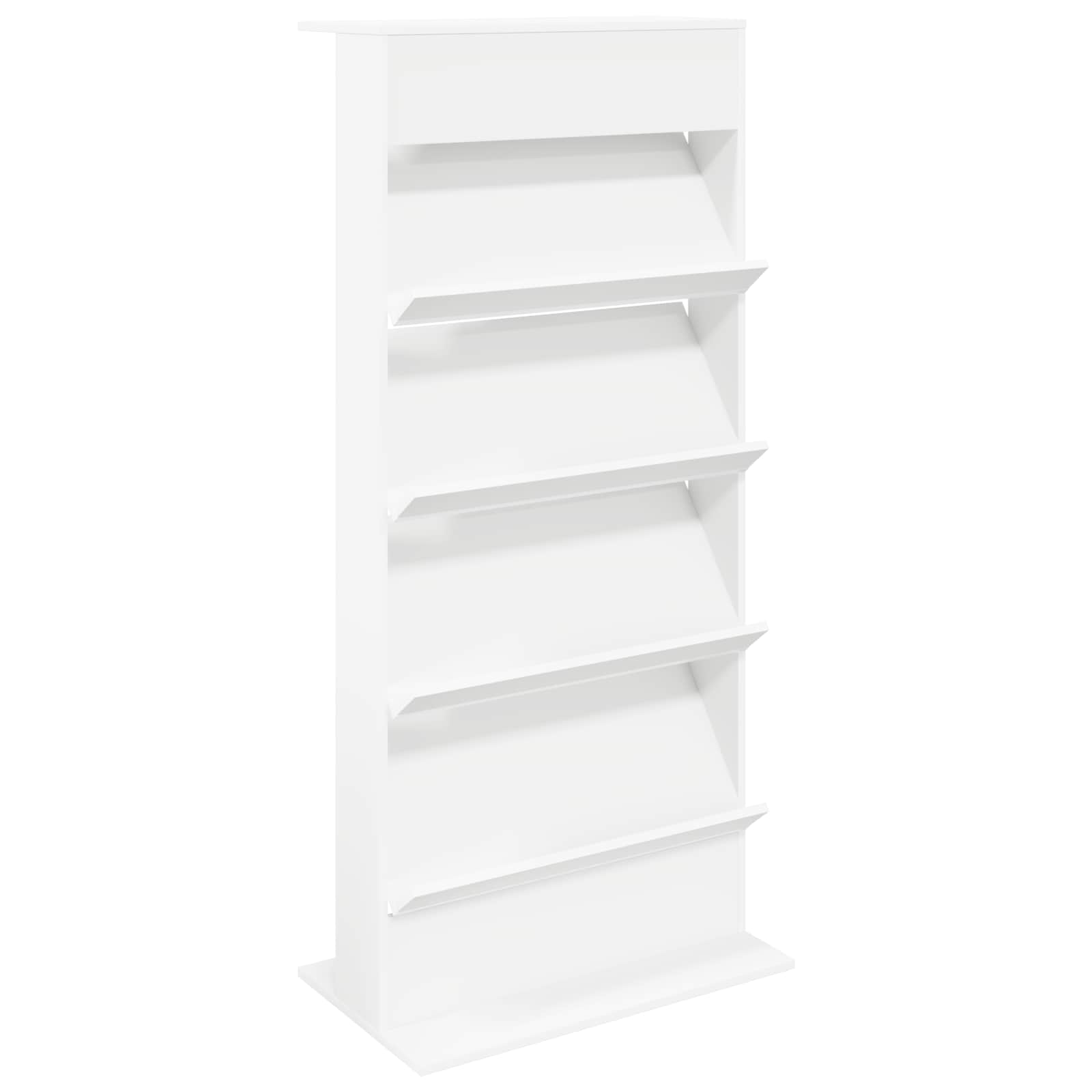Magazine Rack with Shelf White 70 x 41 x 156 cm Engineered Wood