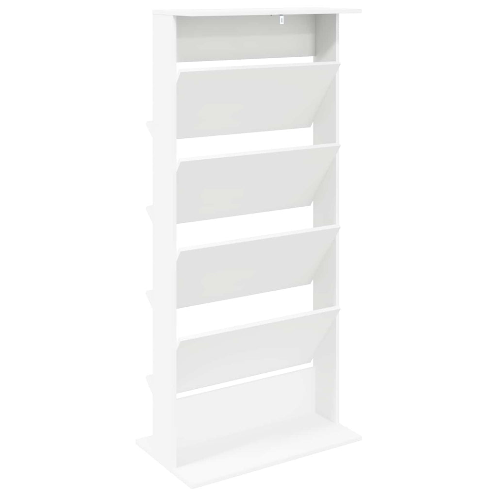 Magazine Rack with Shelf White 70 x 41 x 156 cm Engineered Wood