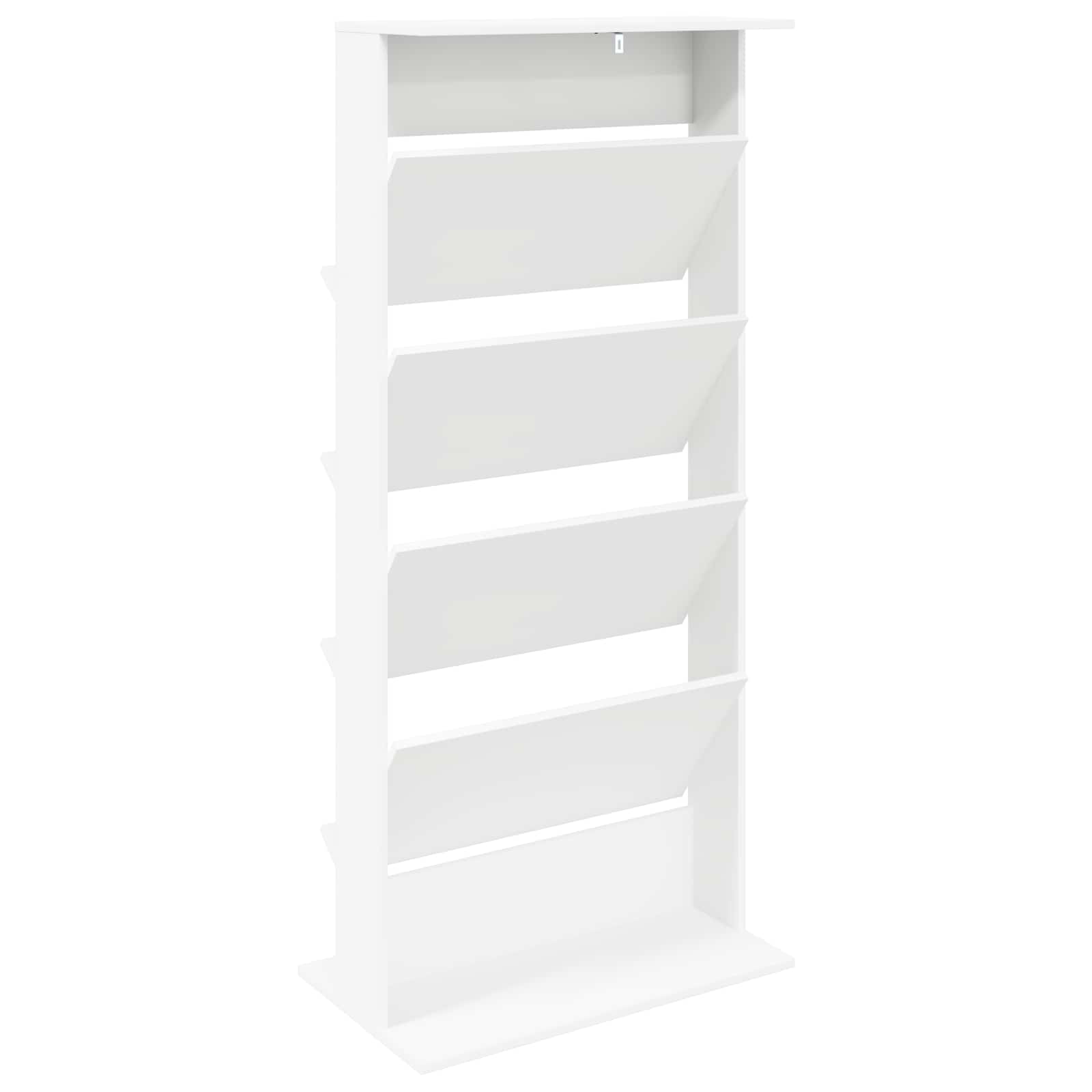 Magazine Rack with Shelf White 70 x 41 x 156 cm Engineered Wood