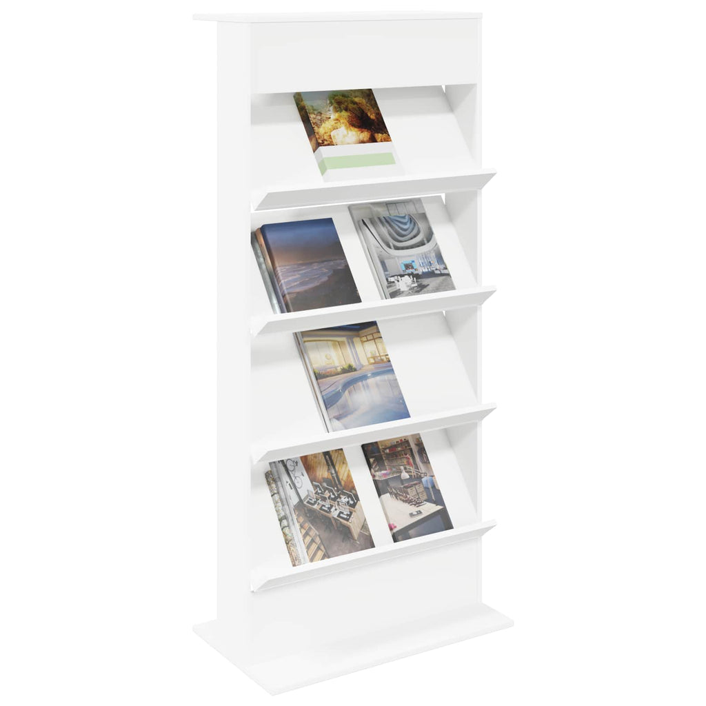Magazine Rack with Shelf White 70 x 41 x 156 cm Engineered Wood