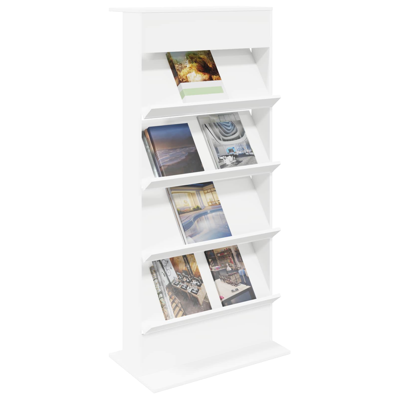 Magazine Rack with Shelf White 70 x 41 x 156 cm Engineered Wood