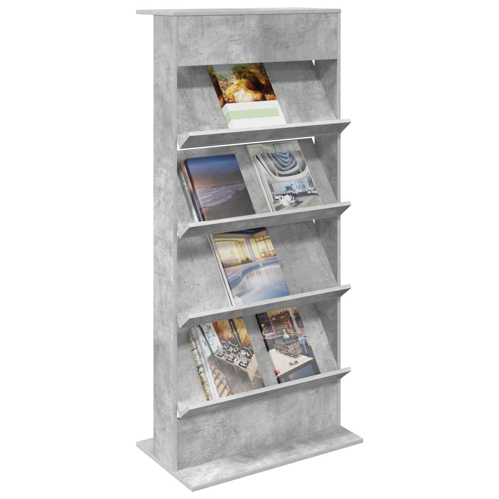 Magazine Rack Concrete Grey 70 x 41 x 156 cm Engineered Wood