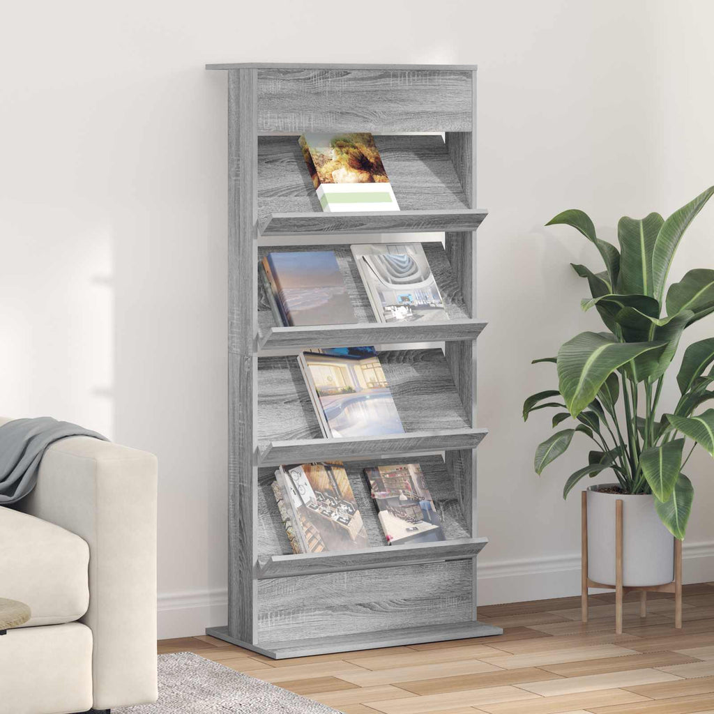 Magazine Rack Grey Sonoma 70 x 41 x 156 cm Engineered Wood