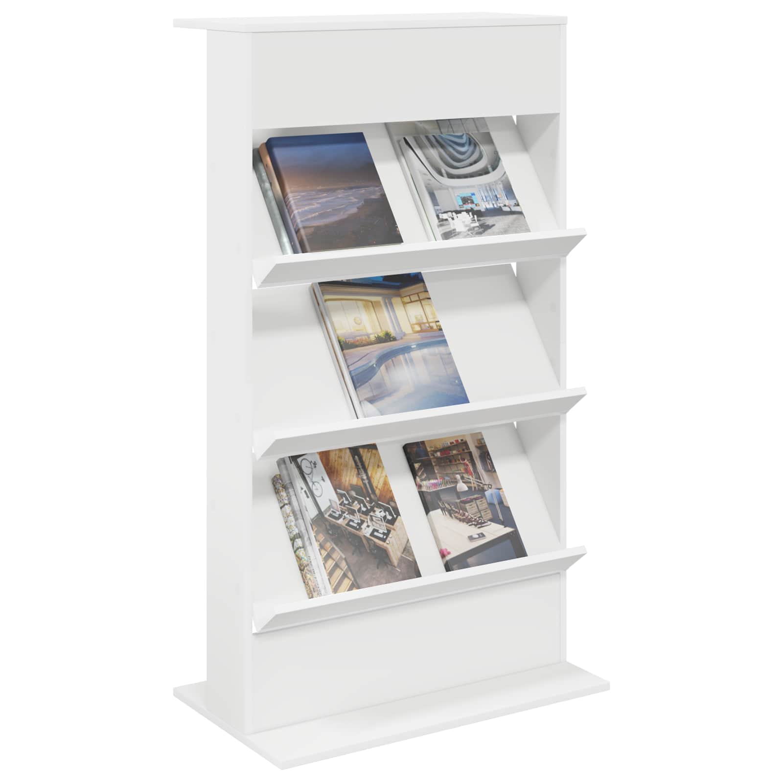 Magazine Rack with Shelf White 70 x 41 x 126 cm Engineered Wood