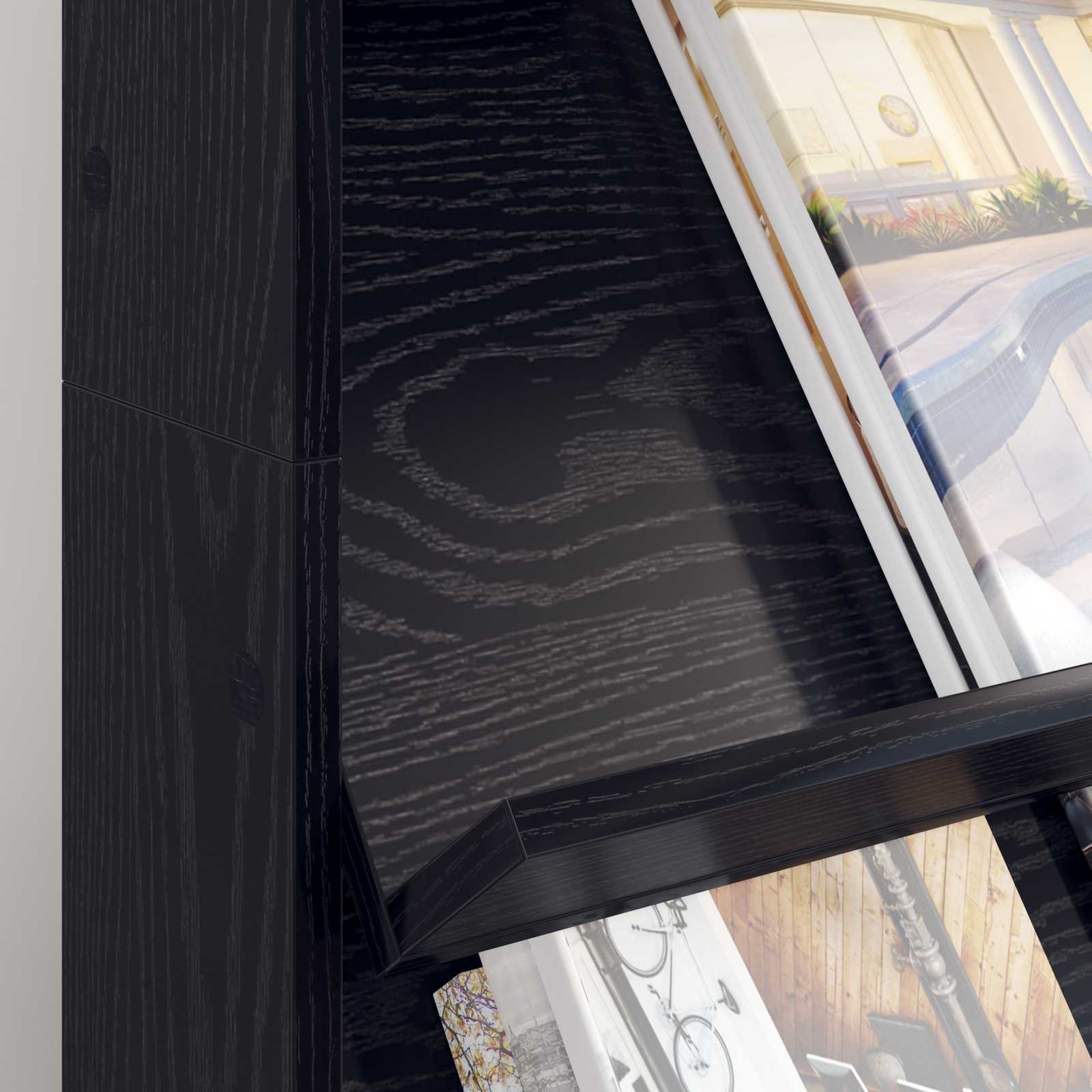 Magazine Rack Black Oak 70 x 41 x 126 cm Engineered Wood