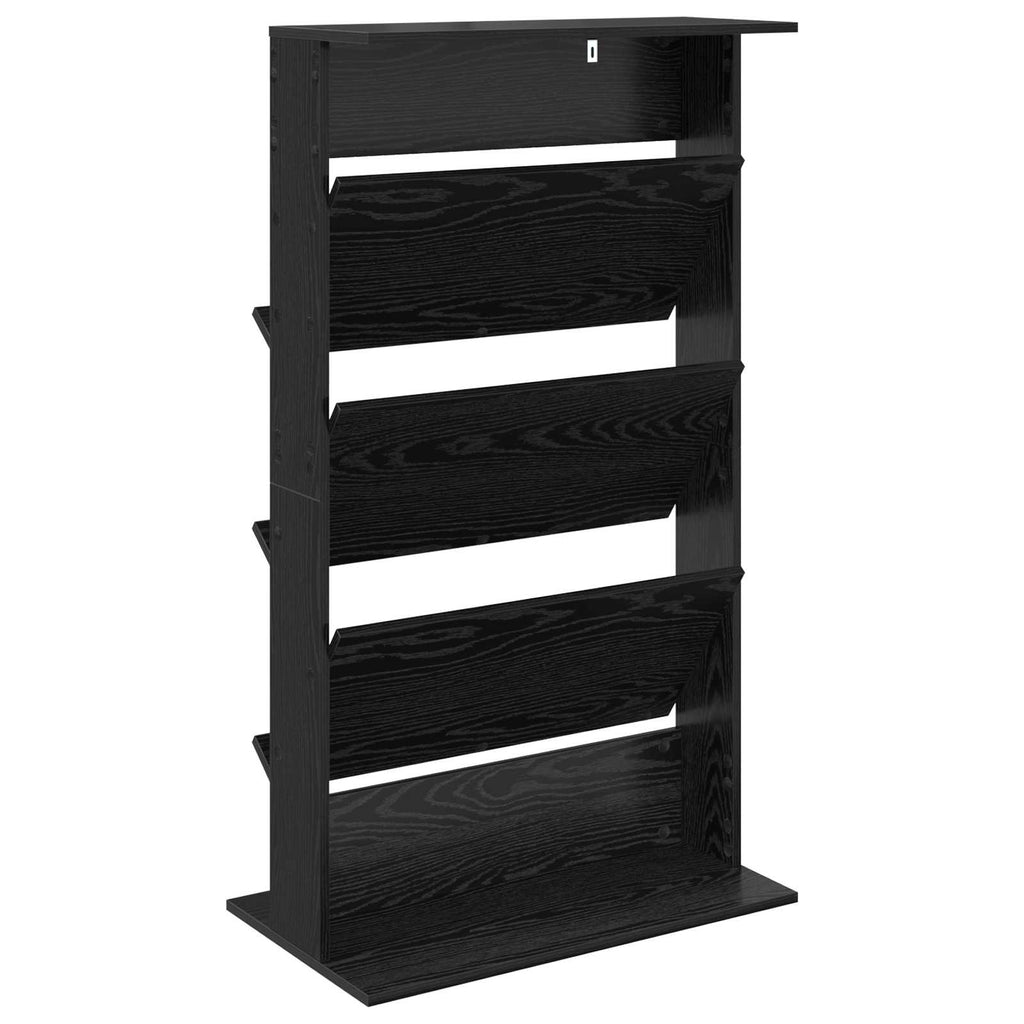 Magazine Rack Black Oak 70 x 41 x 126 cm Engineered Wood
