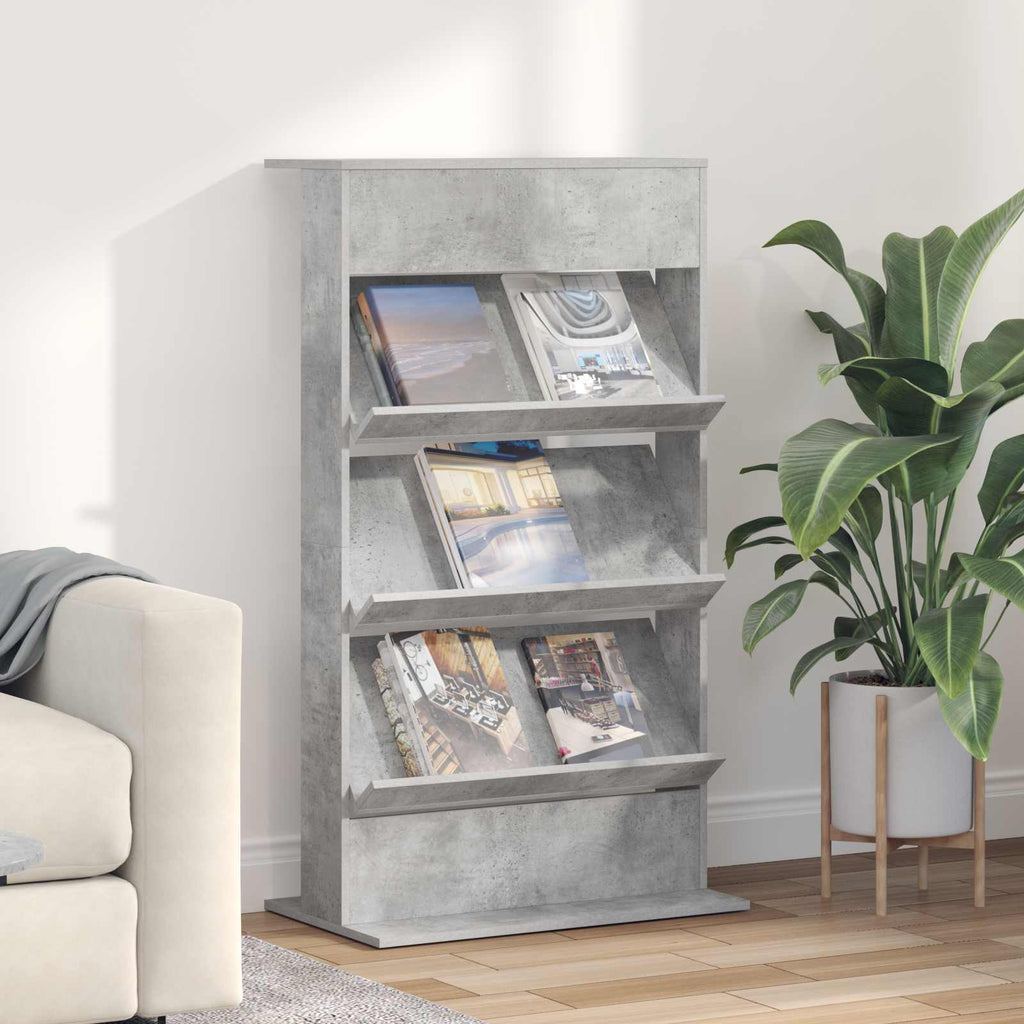Magazine Rack Concrete Grey 70 x 41 x 126 cm Engineered Wood