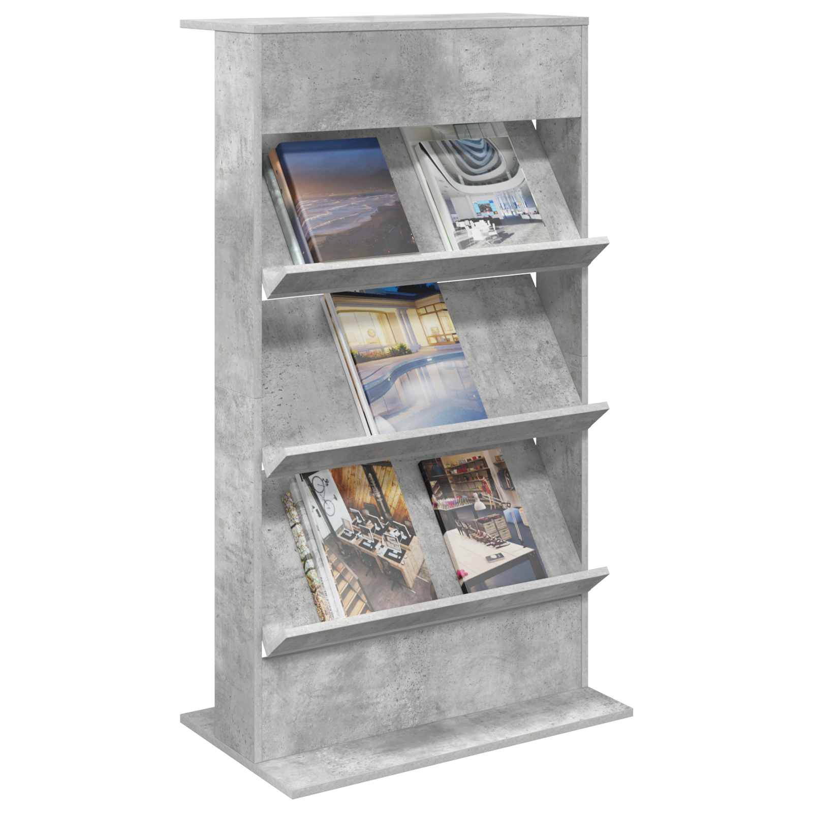 Magazine Rack Concrete Grey 70 x 41 x 126 cm Engineered Wood