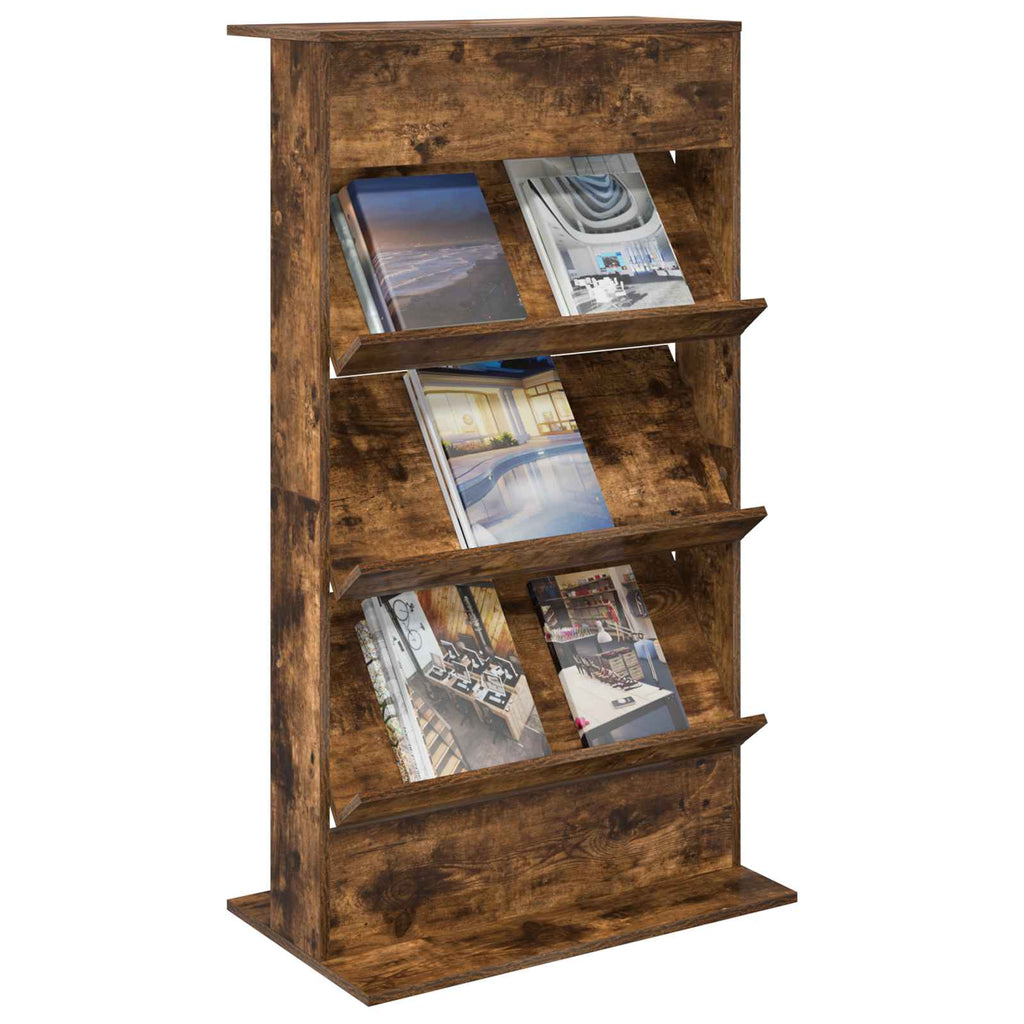 Magazine Rack Smoked Oak 70 x 41 x 126 cm Engineered Wood