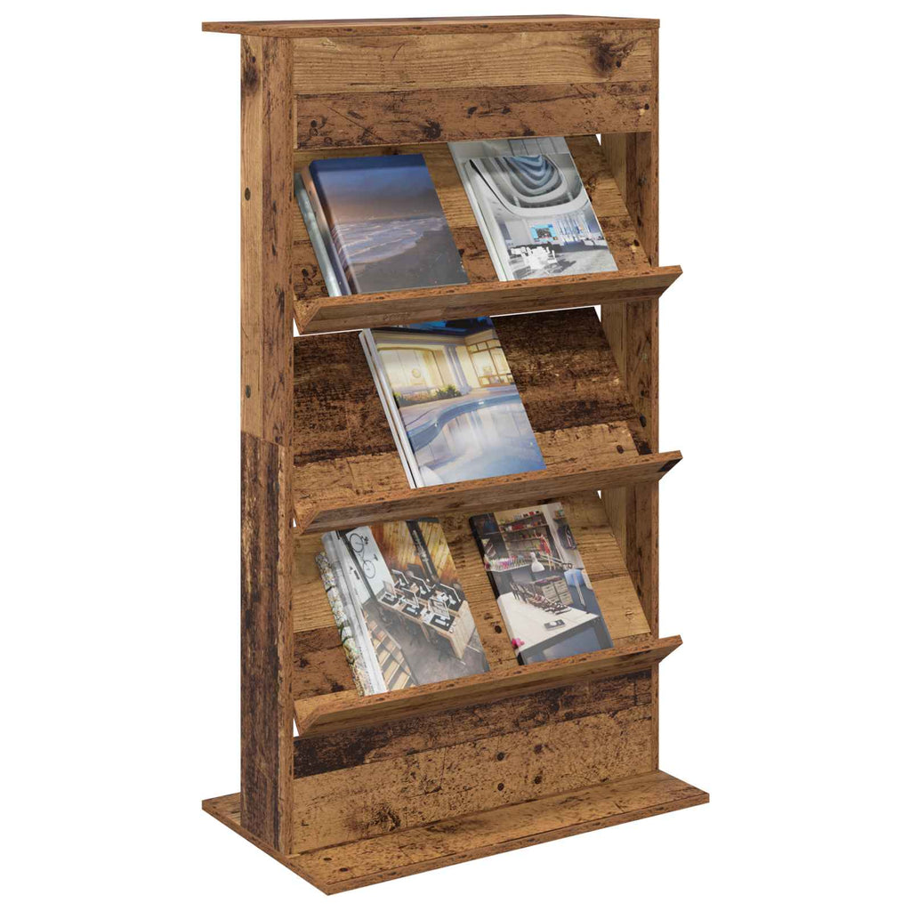 Magazine Rack Old Wood 70 x 41 x 126 cm Engineered Wood