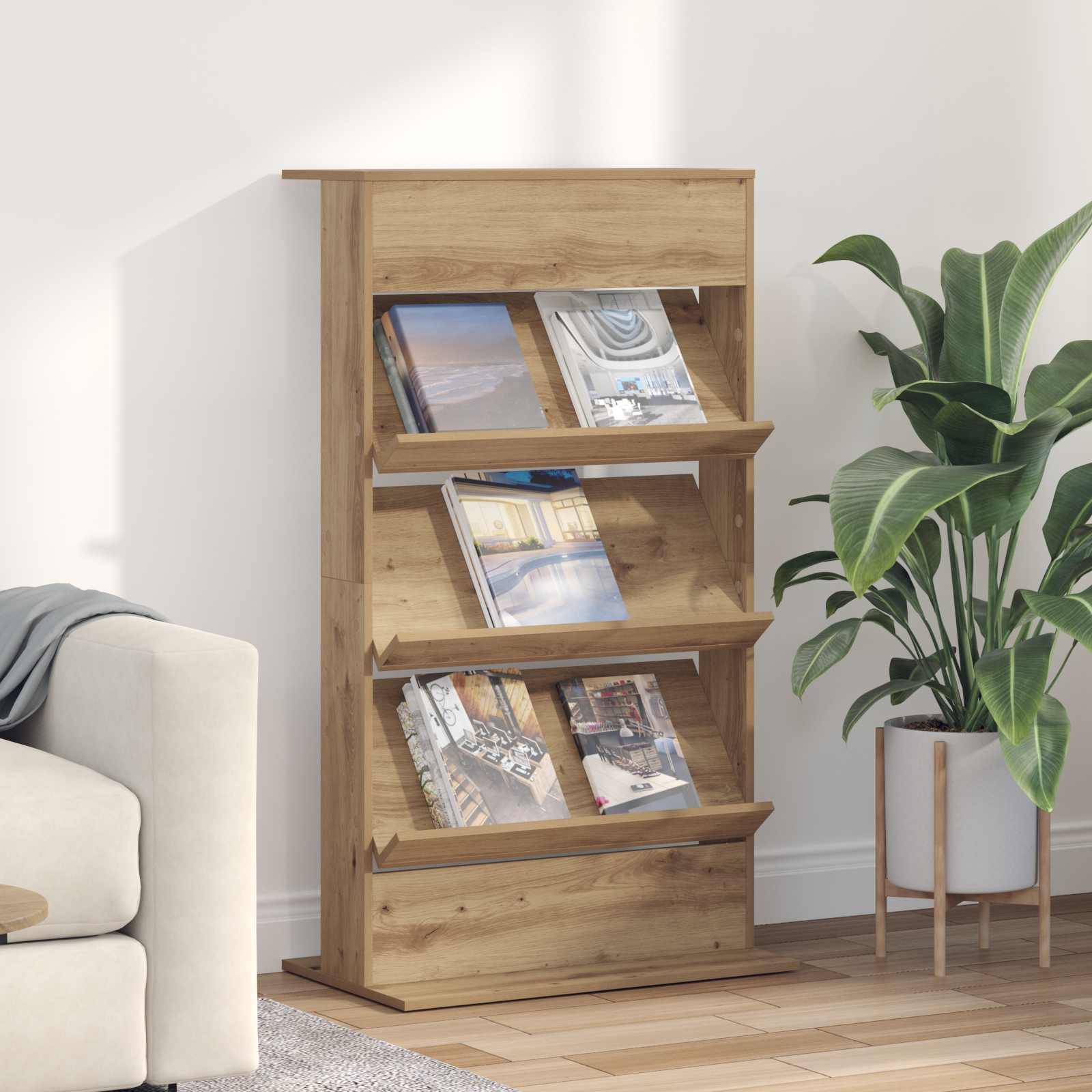 Magazine Rack Artisan Oak 70 x 41 x 126 cm Engineered Wood