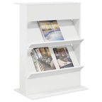 Magazine Rack with Shelf White 70 x 41 x 96 cm Engineered Wood