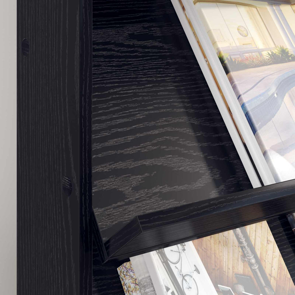 Magazine Rack Black Oak 70 x 41 x 96 cm Engineered Wood