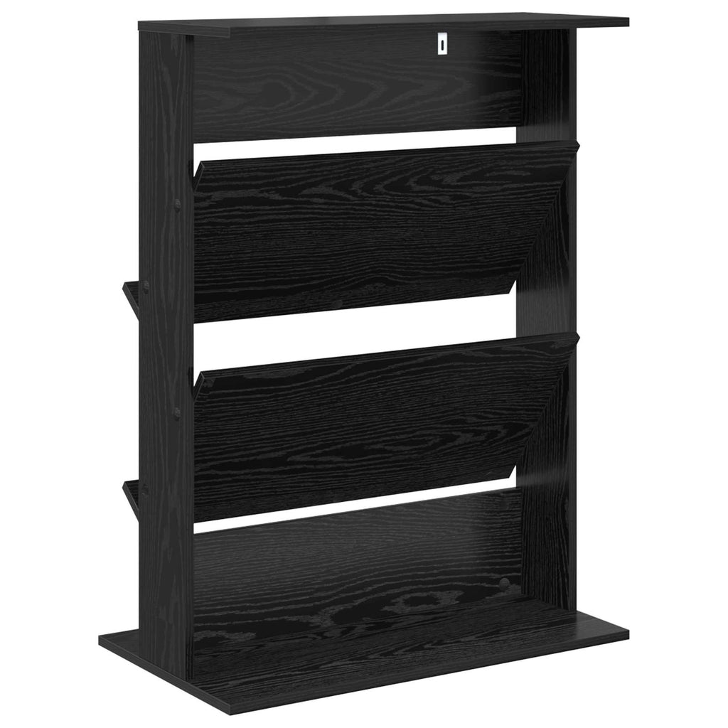 Magazine Rack Black Oak 70 x 41 x 96 cm Engineered Wood
