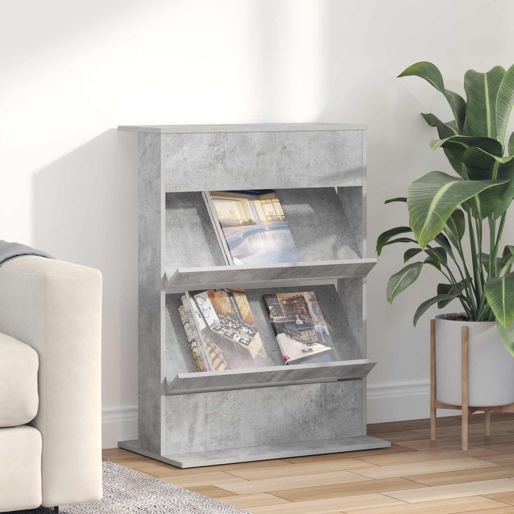 Magazine Rack Concrete Grey 70 x 41 x 96 cm Engineered Wood