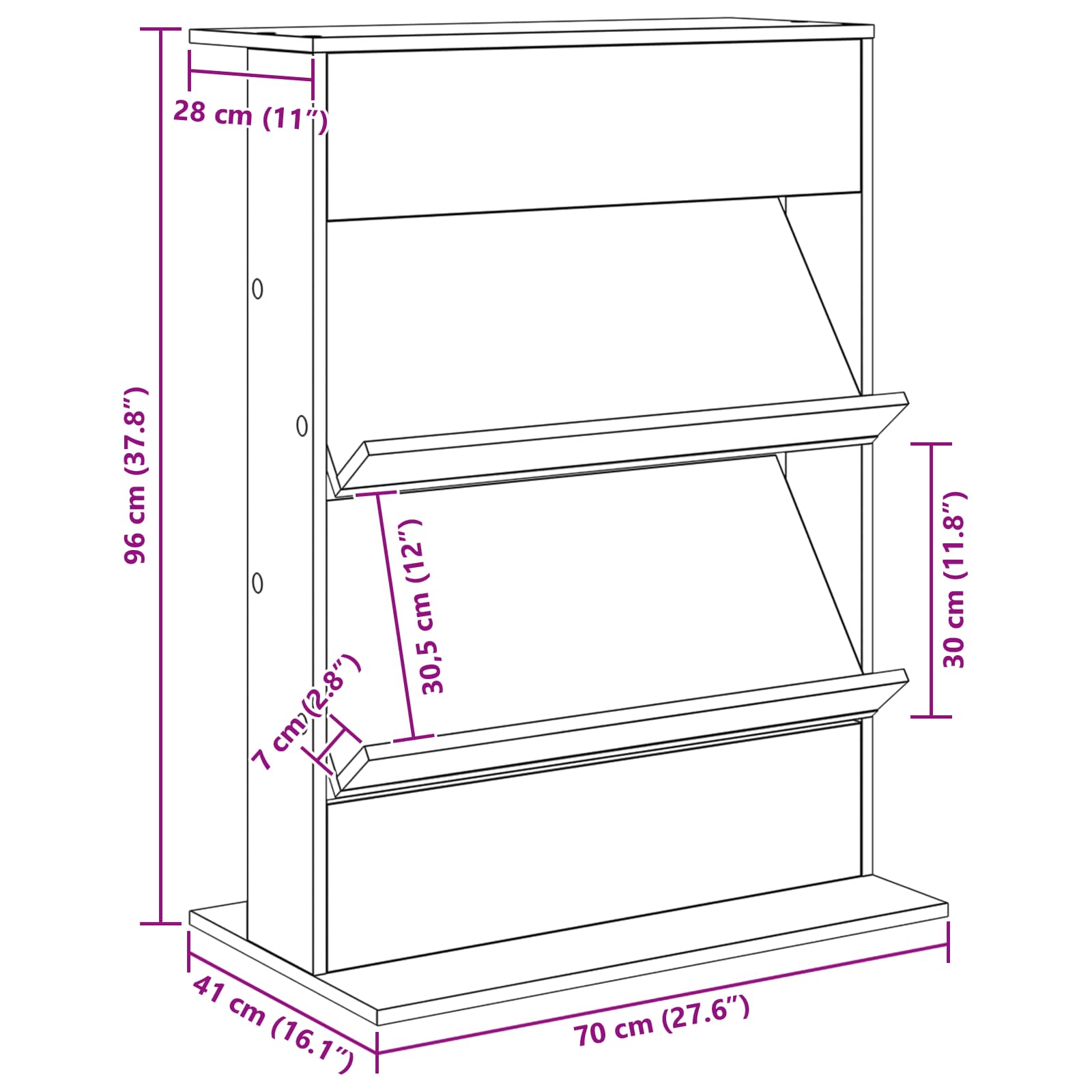 Magazine Rack Grey Sonoma 70 x 41 x 96 cm Engineered Wood