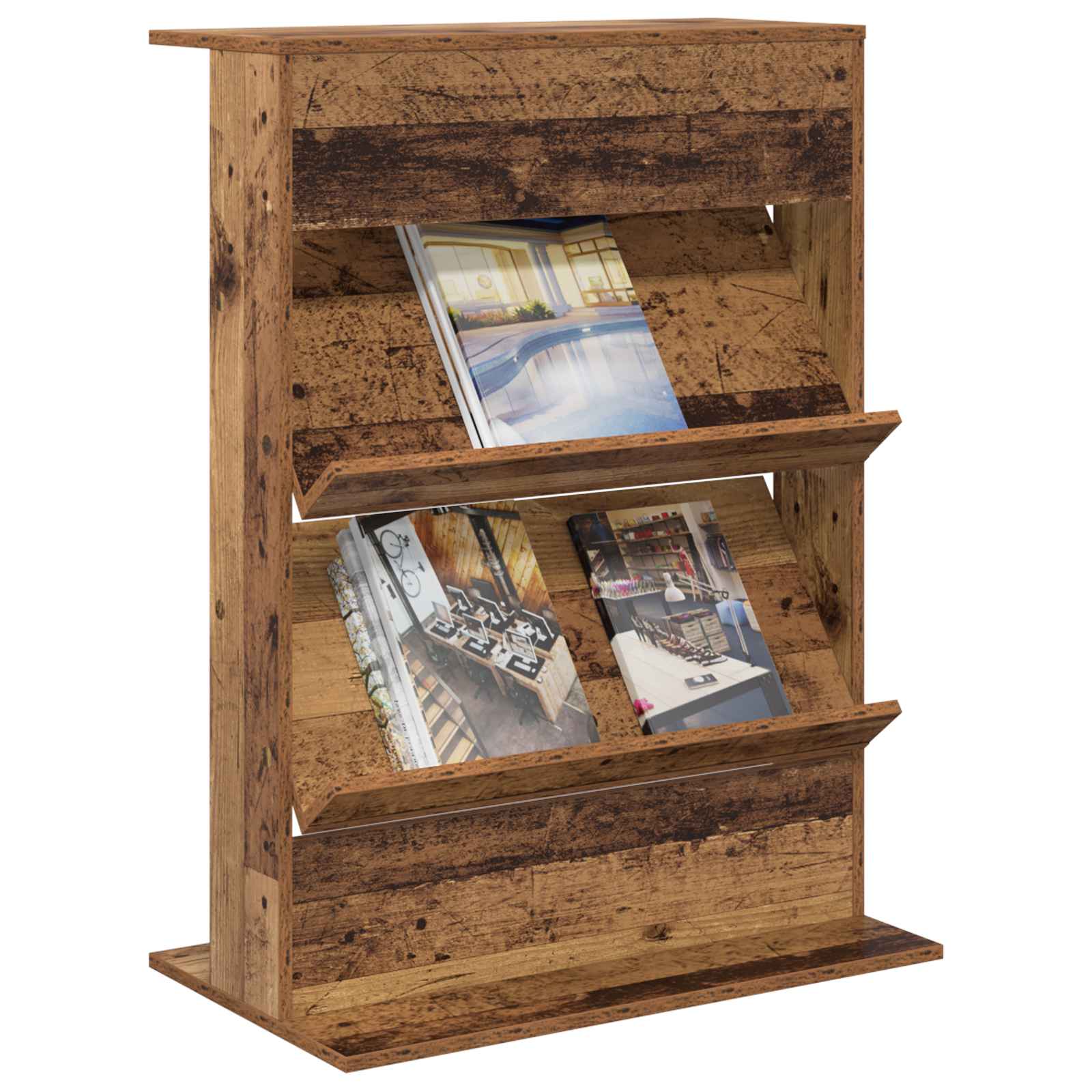 Magazine Rack Old Wood 70 x 41 x 96 cm Engineered Wood