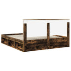 Bed Frame Smoked Oak 200 x 200 cm Solid Pine Wood