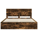 Bed Frame Smoked Oak 200 x 200 cm Solid Pine Wood