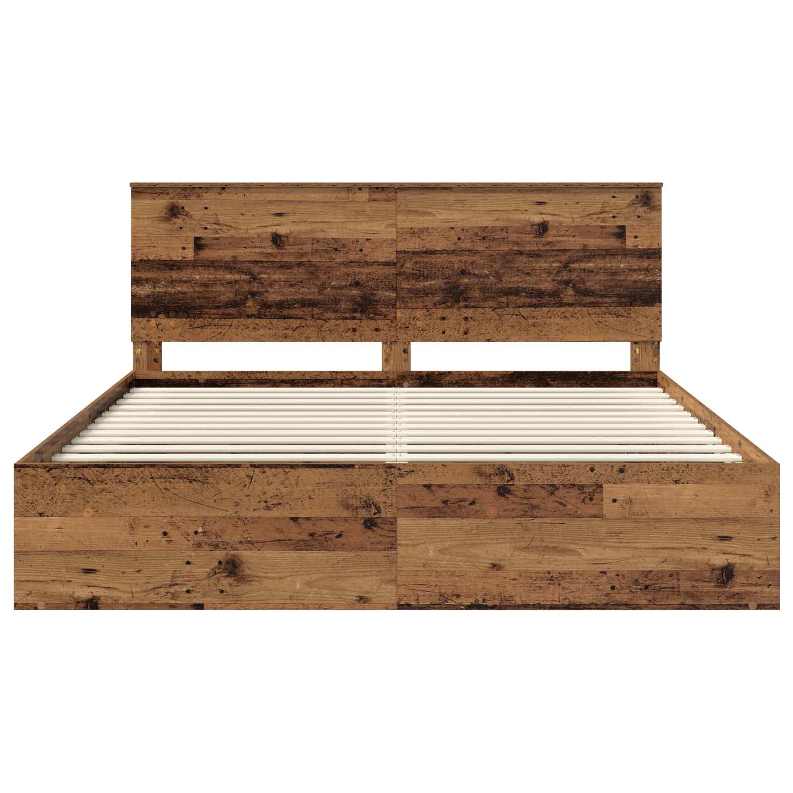 Bed Frame with Headboard Old Wood 200 x 200 cm Solid Pine Wood