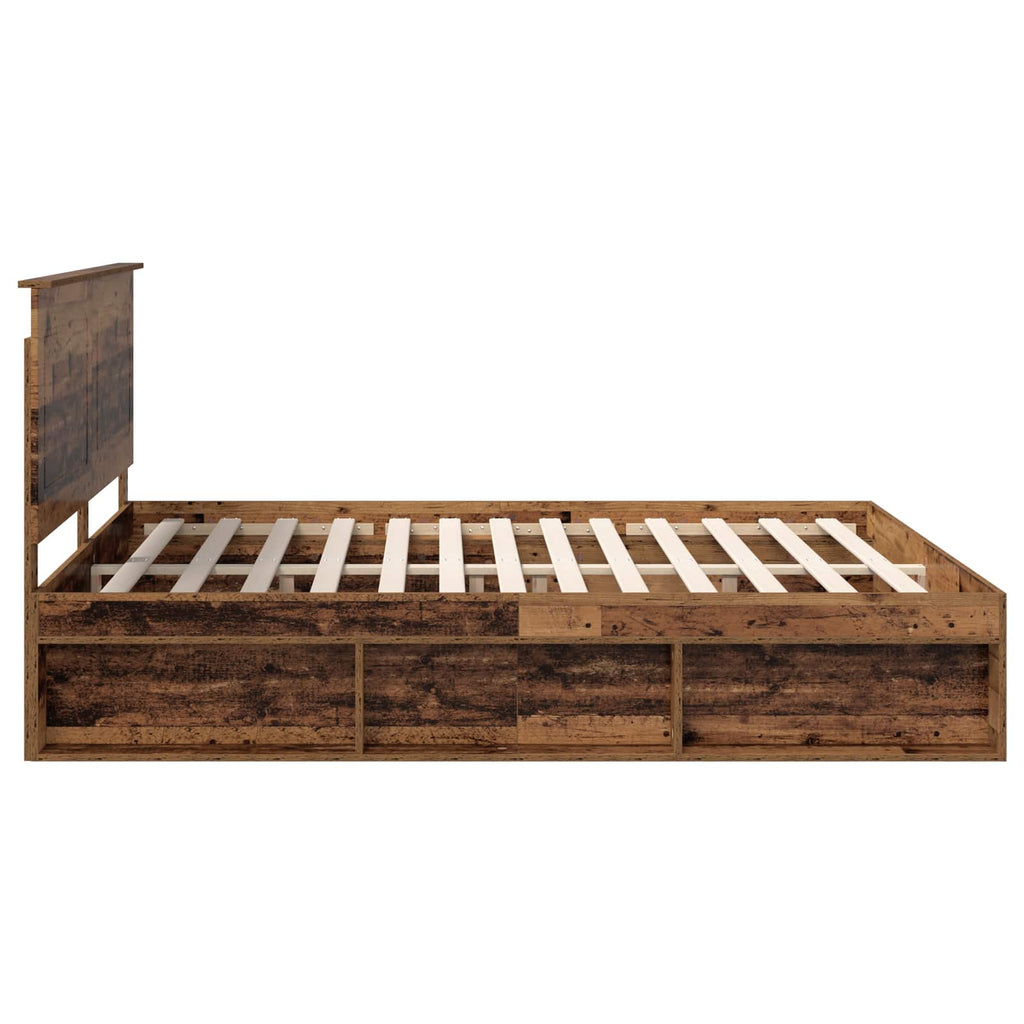 Bed Frame with Headboard Old Wood 200 x 200 cm Solid Pine Wood