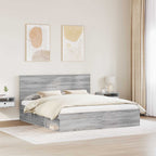 Bed Frame Grey Sonoma 180 x 200 cm Solid Pine Wood