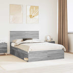 Bed Frame with Drawer Grey Sonoma 150 x 200 cm Solid Pine Wood