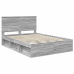 Bed Frame with Drawer Grey Sonoma 150 x 200 cm Solid Pine Wood