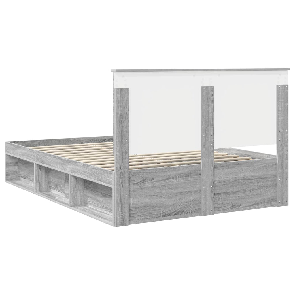 Bed Frame with Drawer Grey Sonoma 150 x 200 cm Solid Pine Wood