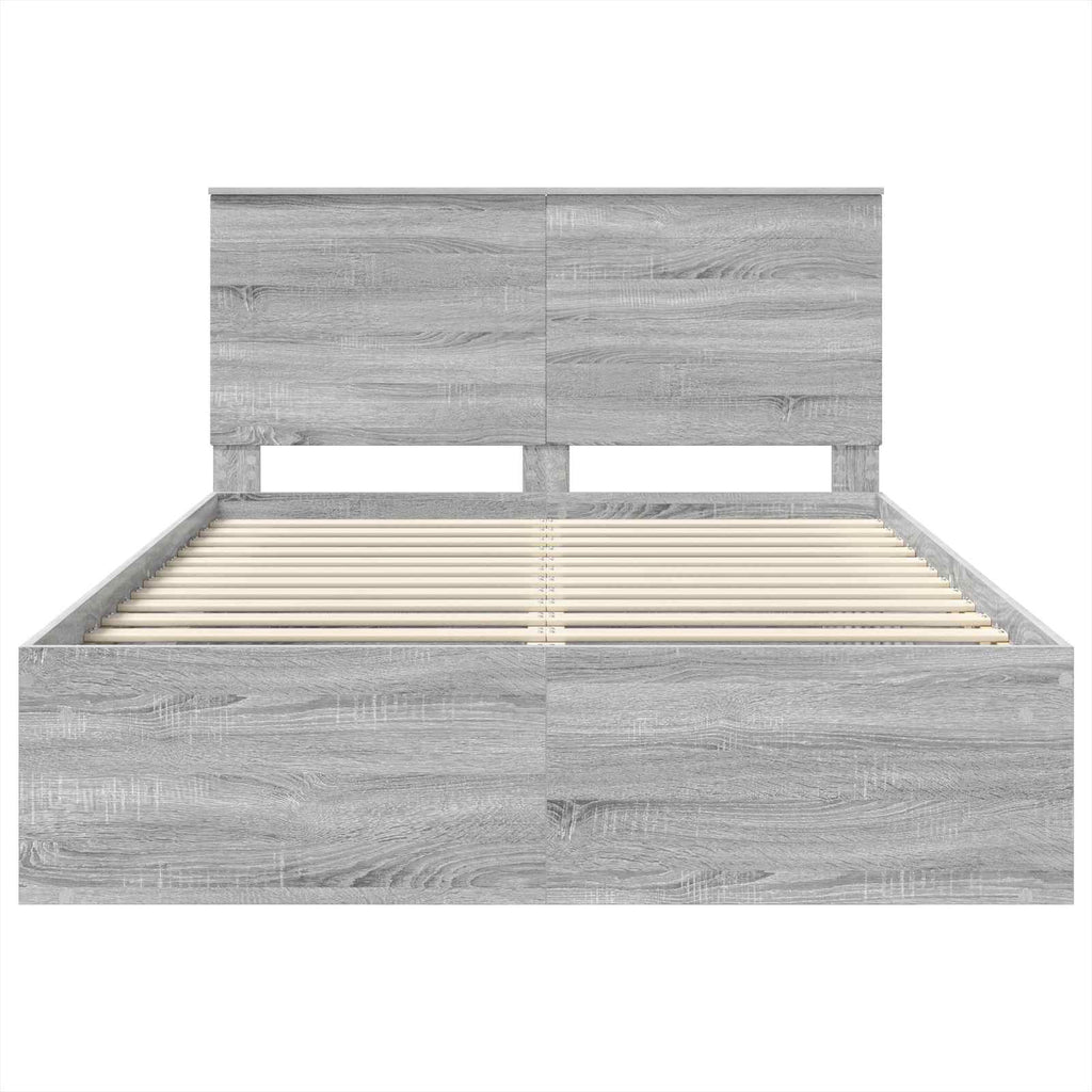 Bed Frame with Drawer Grey Sonoma 150 x 200 cm Solid Pine Wood