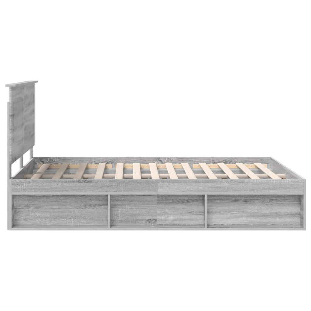 Bed Frame with Drawer Grey Sonoma 150 x 200 cm Solid Pine Wood