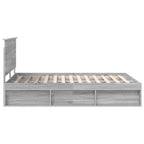 Bed Frame with Drawer Grey Sonoma 150 x 200 cm Solid Pine Wood