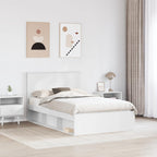 Bed Frame with Headboard White 135 x 190 cm Solid Pine Wood