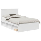 Bed Frame with Headboard White 135 x 190 cm Solid Pine Wood
