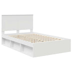Bed Frame with Headboard White 135 x 190 cm Solid Pine Wood
