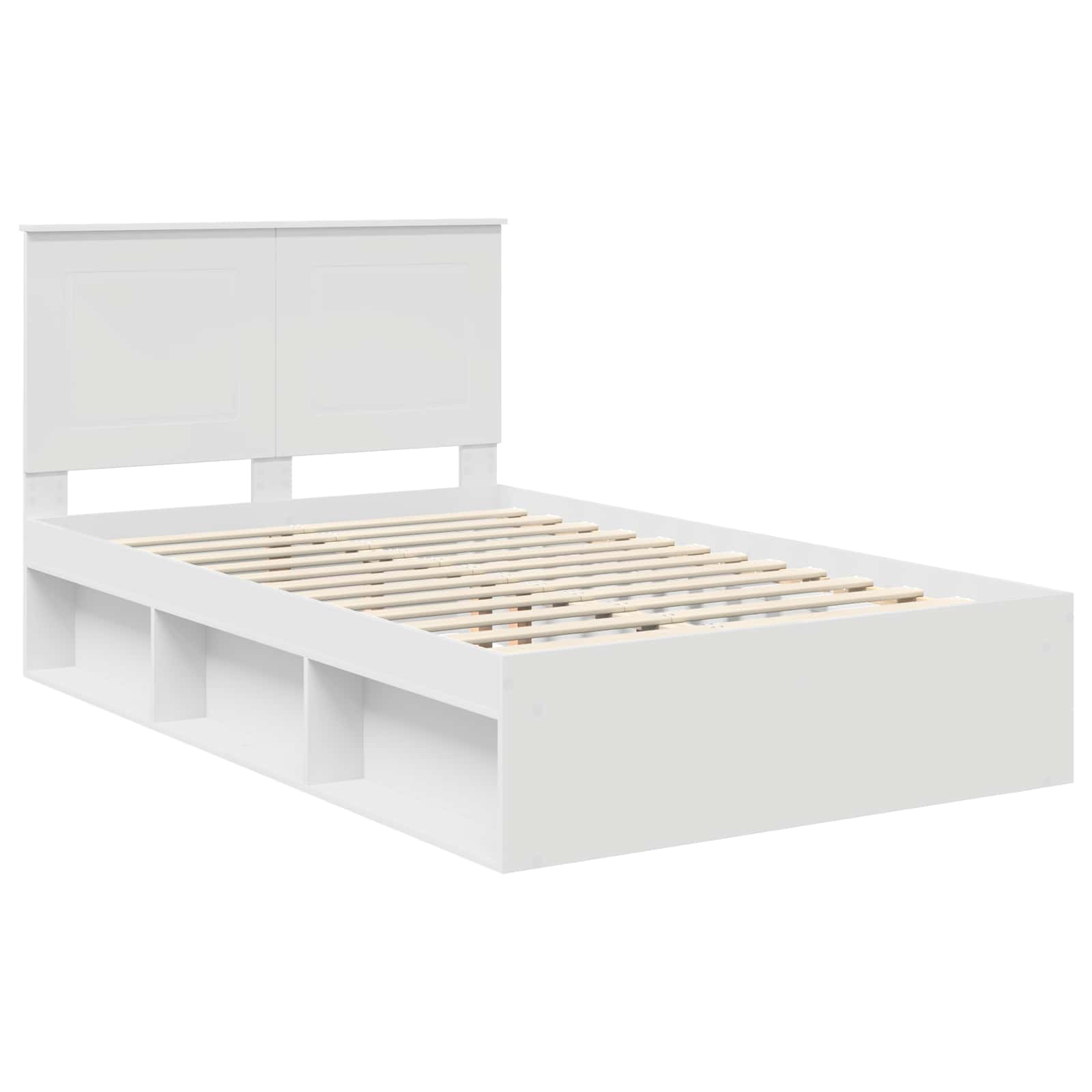 Bed Frame with Headboard White 135 x 190 cm Solid Pine Wood